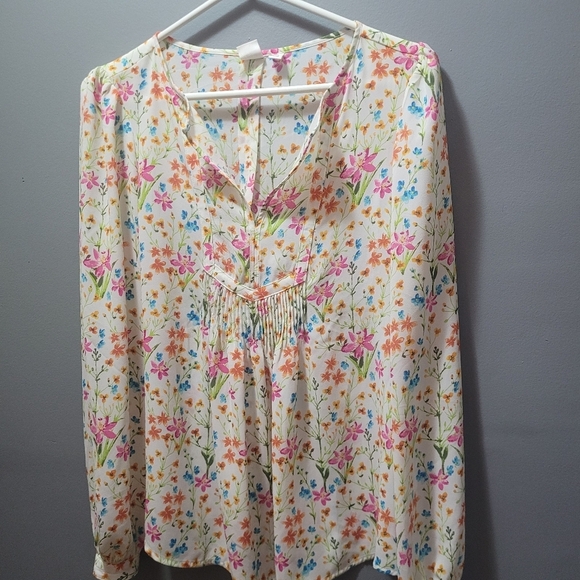 Gap Multi Colored Floral Print Long Sleeve Top XS - Picture 1 of 6
